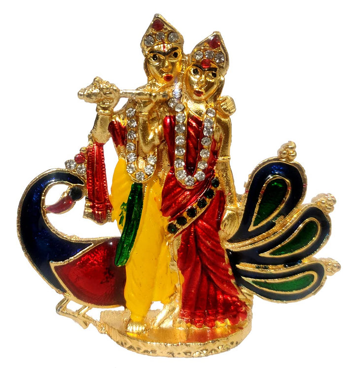 Purpledip 12135A Metallidol Radha Krishna Pfau: Divine Dance Raas Leela