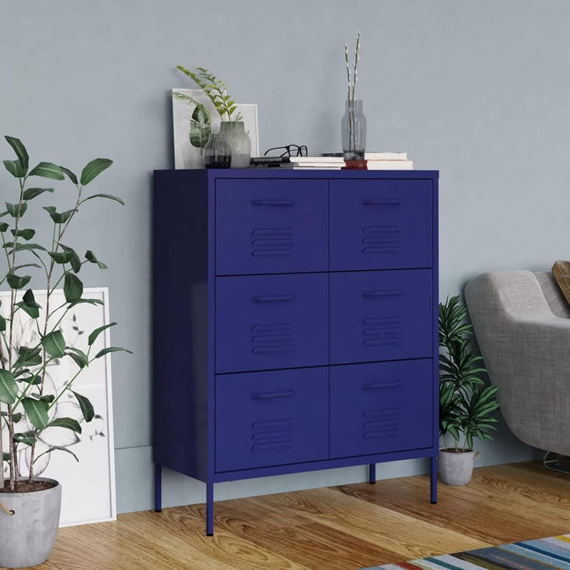 Gecheer Schubladenschrank, Kommode mit 6 Schubladen Sideboard Anrichte Mehrzweckschrank Metallschran