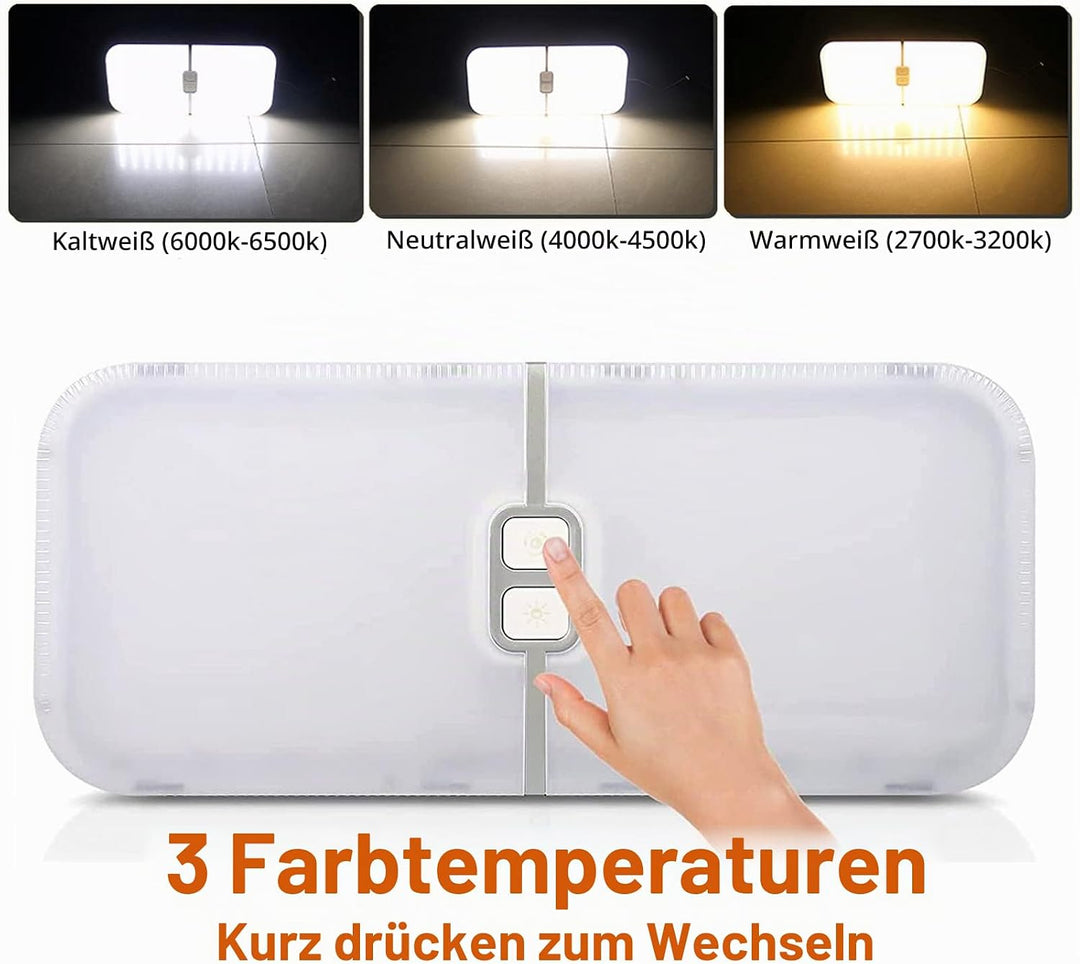 Intckwan 12 Volt Led Lampen Wohnmobil, 204LEDs, 15W, Dimmbar Dach Wohnmobilbeleuchtung mit Speichers