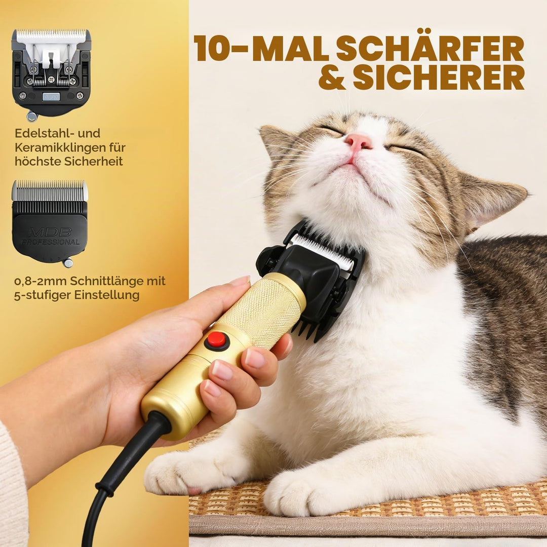CGOLDENWALL Leise Hundeschermaschine Profi 280W, 2000-6000U/min Stufenlose Geschw.,, Gold