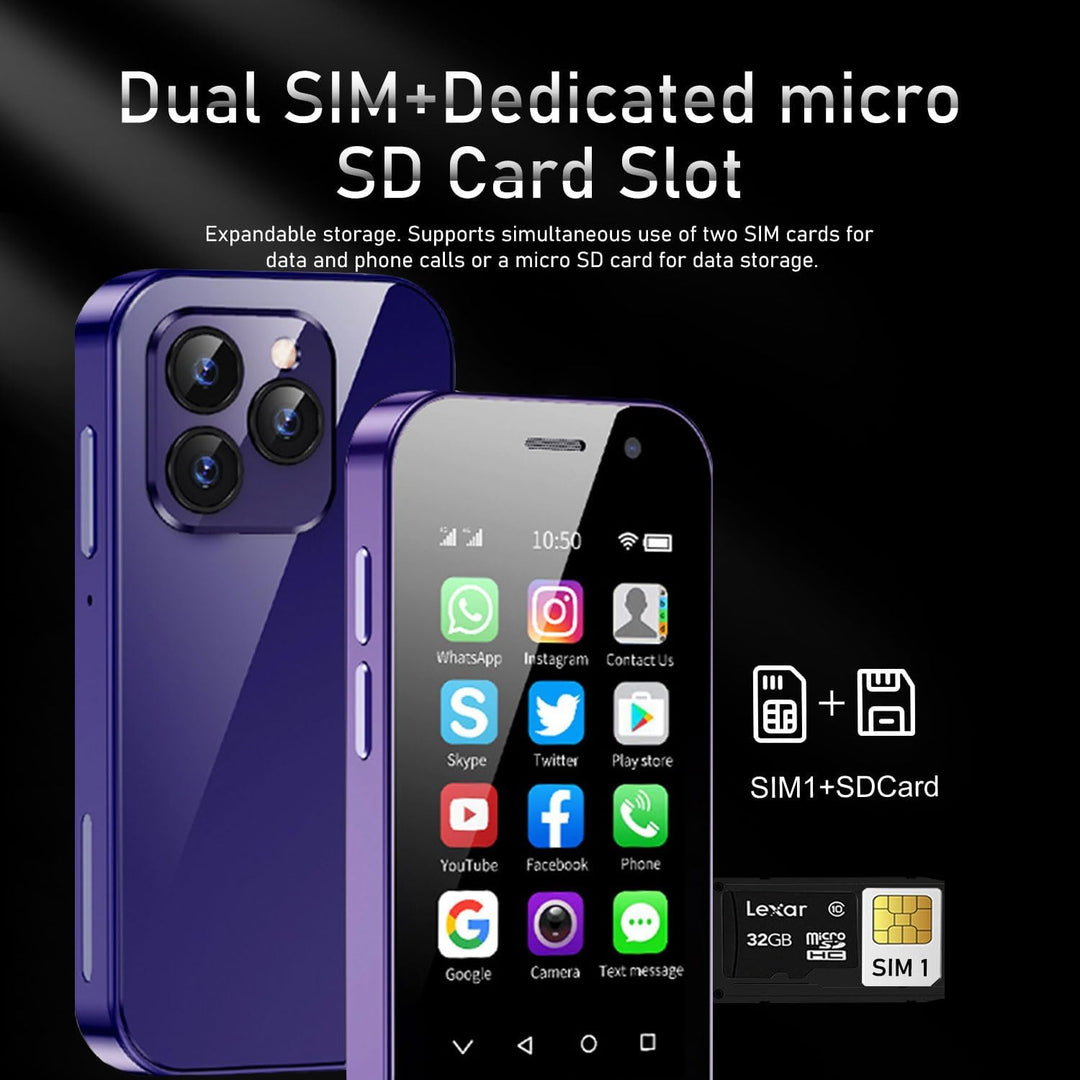 Hipipoo Mini Smartphone, 4G kleines Telefon 3.0 Zoll, Dual SIM Karten, 2600mAh Batterie, 2MP+5MP Dua