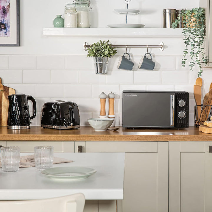 Russell Hobbs Honeycomb RHMM715B Solo Mikrowelle, 17 Liter, 700W, Schwarz, mit 5 Leistungsstufen, In