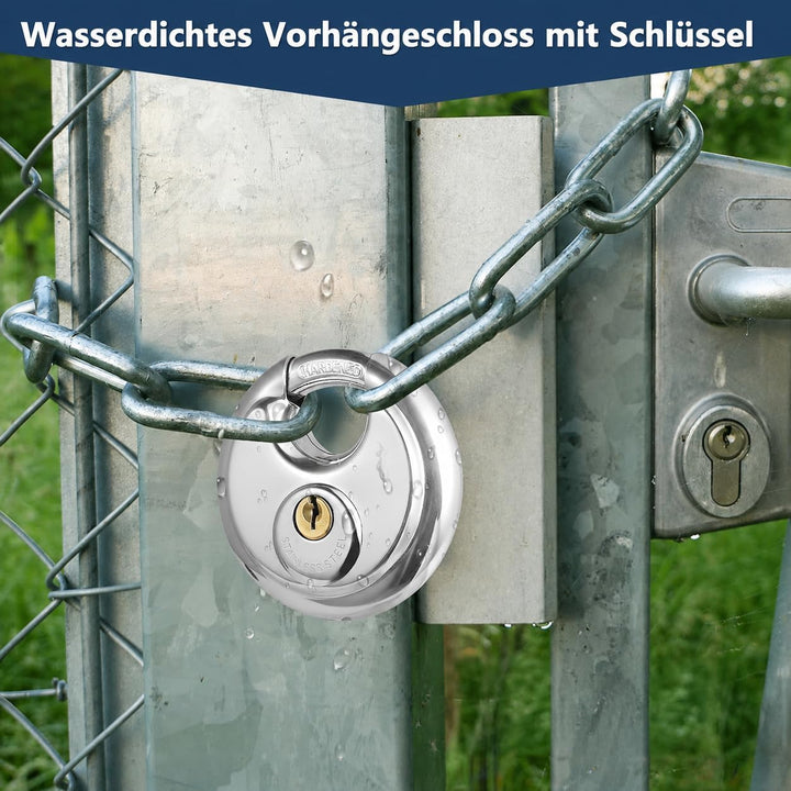 6 Stück gleichschliessende Diskus, Vorhängeschlösser aus Edelstahl, Wasserdichte Sicherheitsschlösse
