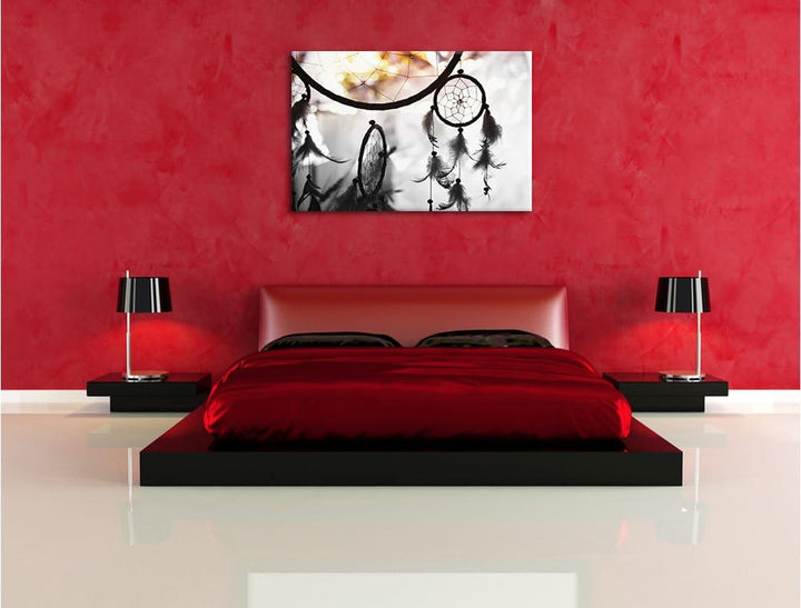 Pixxprint Traumfänger bei Sonnenuntergang als Leinwandbild/Grösse: 100x70 cm/Wandbild/Kunstdruck/fer