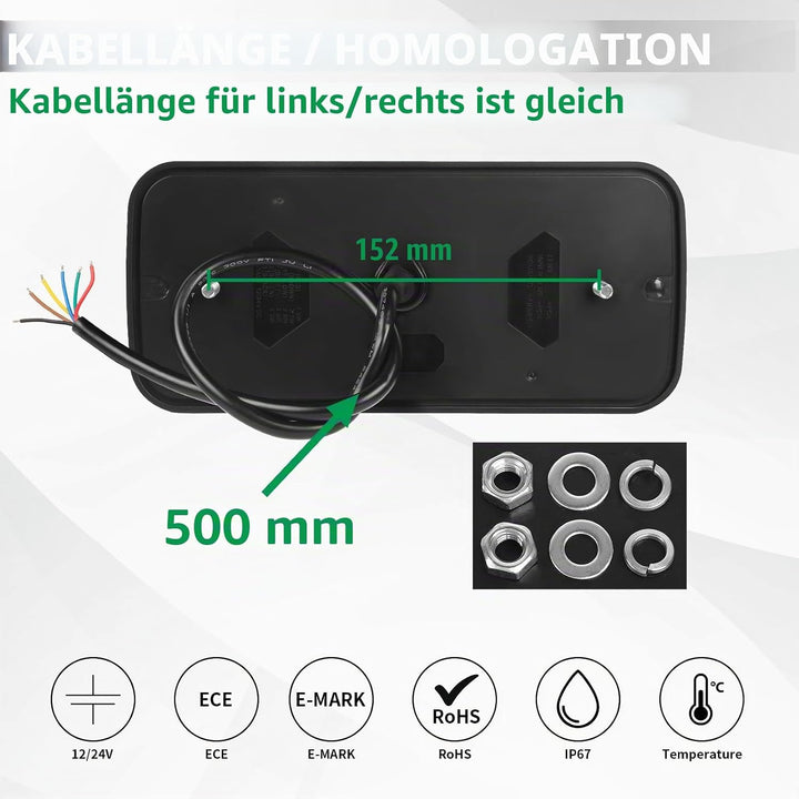 AOHEWEI 2 Stück Anhänger-Rückleuchten 12V/24V Superhelle wasserdichte Blinker Bremslichter Rücklicht