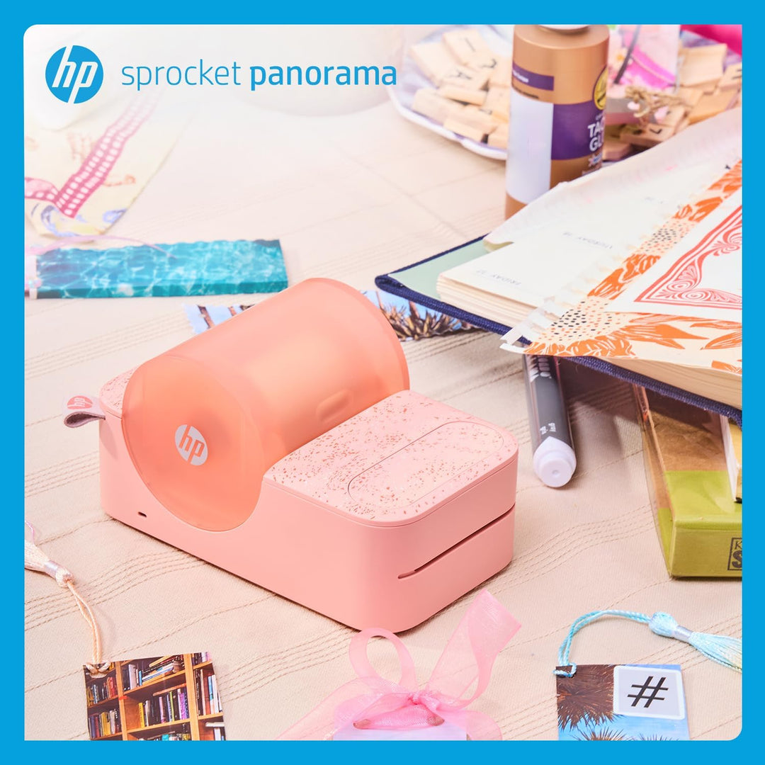 HP Sprocket Panorama Instant- Tragbarer Farbetiketten- und Fotodrucker (Rosa). Personalisieren Sie D