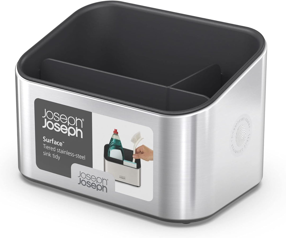 Joseph Joseph Surface gestufter Spülorganizer, Edelstahl-Spülcaddy, Küchenorganizer, rutschfest – Gr