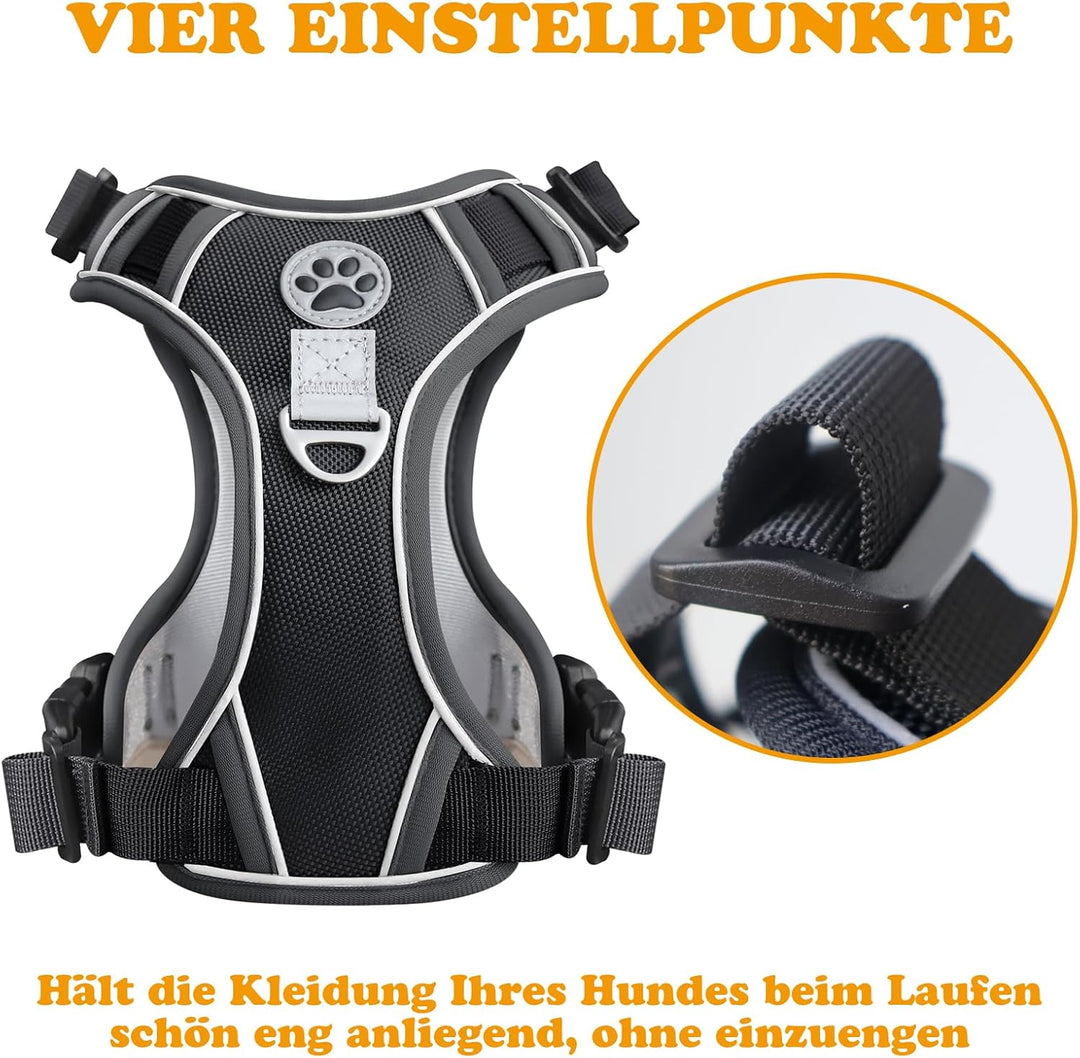 Hundegeschirr Mittelgrosse Hunde – Anti Zug Hundegeschirr Gepolstert, Reflektierend und Verstellbar