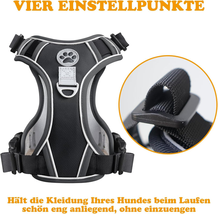 Hundegeschirr Mittelgrosse Hunde – Anti Zug Hundegeschirr Gepolstert, Reflektierend und Verstellbar