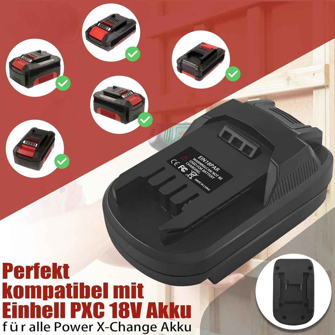 EIN18PAR Akku Adapter für Einhell auf Parkside, Konverter für Einhell PXC 18V Akku auf für Parkside