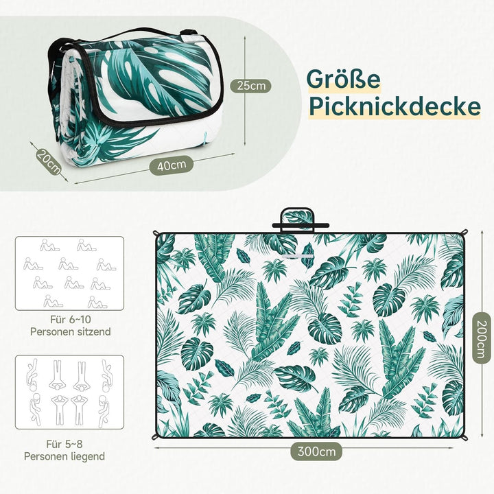 HAUSPROFI Picknickdecke 200x300, wasserdicht & isoliert - XXL Outdoor Decke für Picknick, Strand, Ca