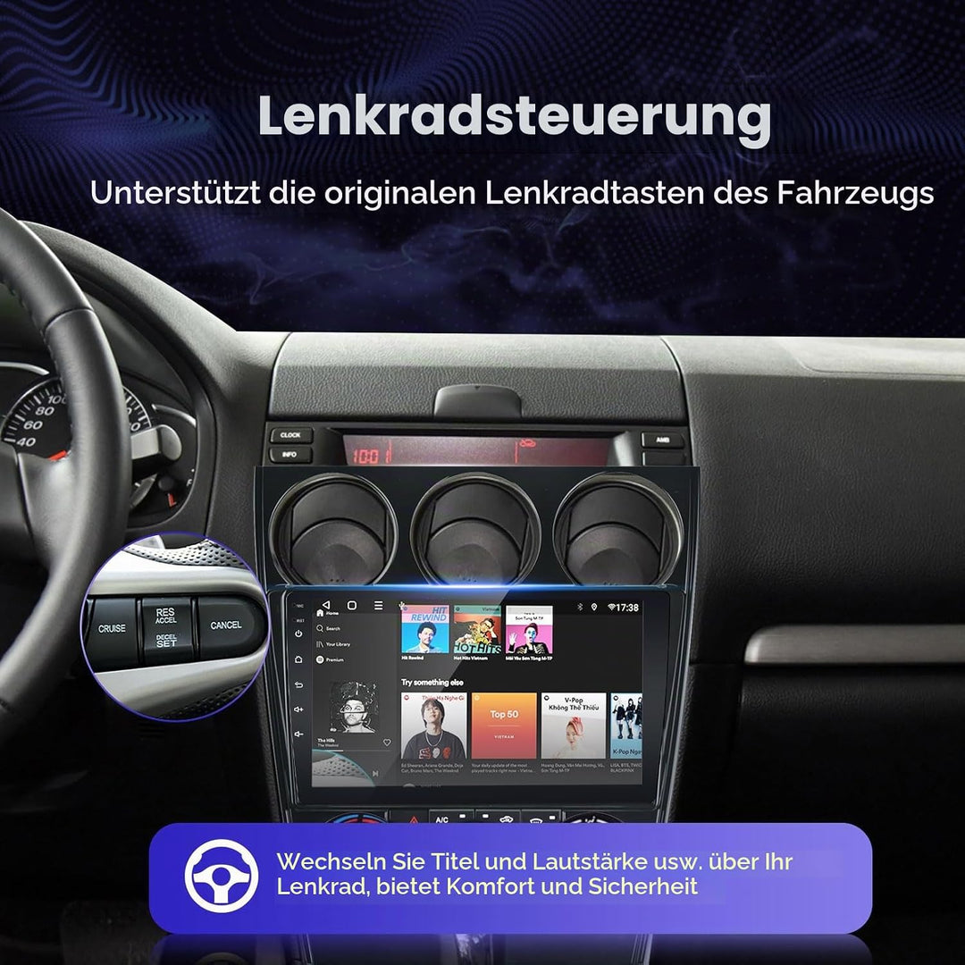 EZoneTronics Android 11 Autoradio Stereo für Mazda 6 Atenza 2002-2014 9 Zoll Touchscreen GPS Navigat