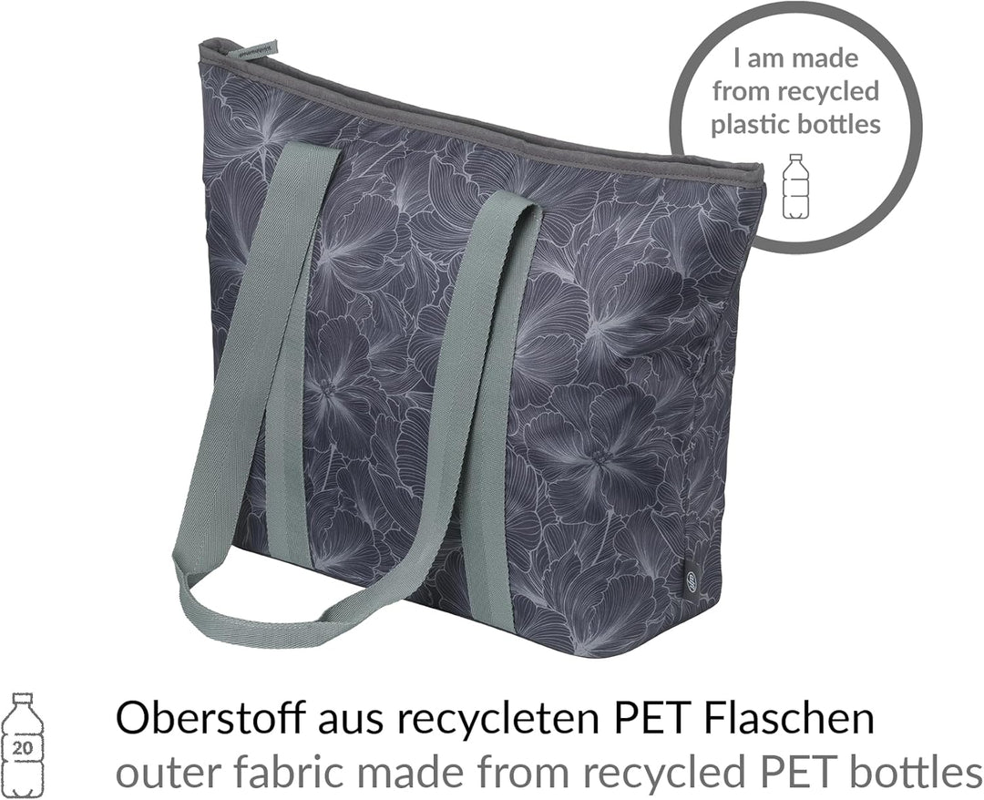 alfi ISO Shopper 17 Liter, floral, nachhaltige Thermo-Kühltasche aus recycleten PET-Flaschen, isolie