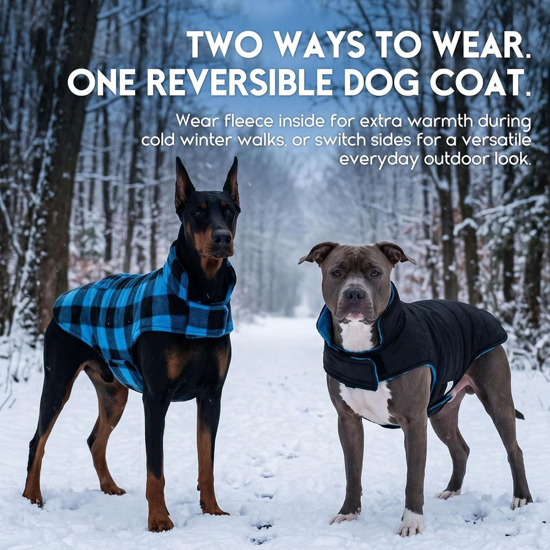 ASENKU Hundemantel für Grosse Hunde 2XL,Warme Hundemantel Winter, Fleece Hundejacke Reversible wasse