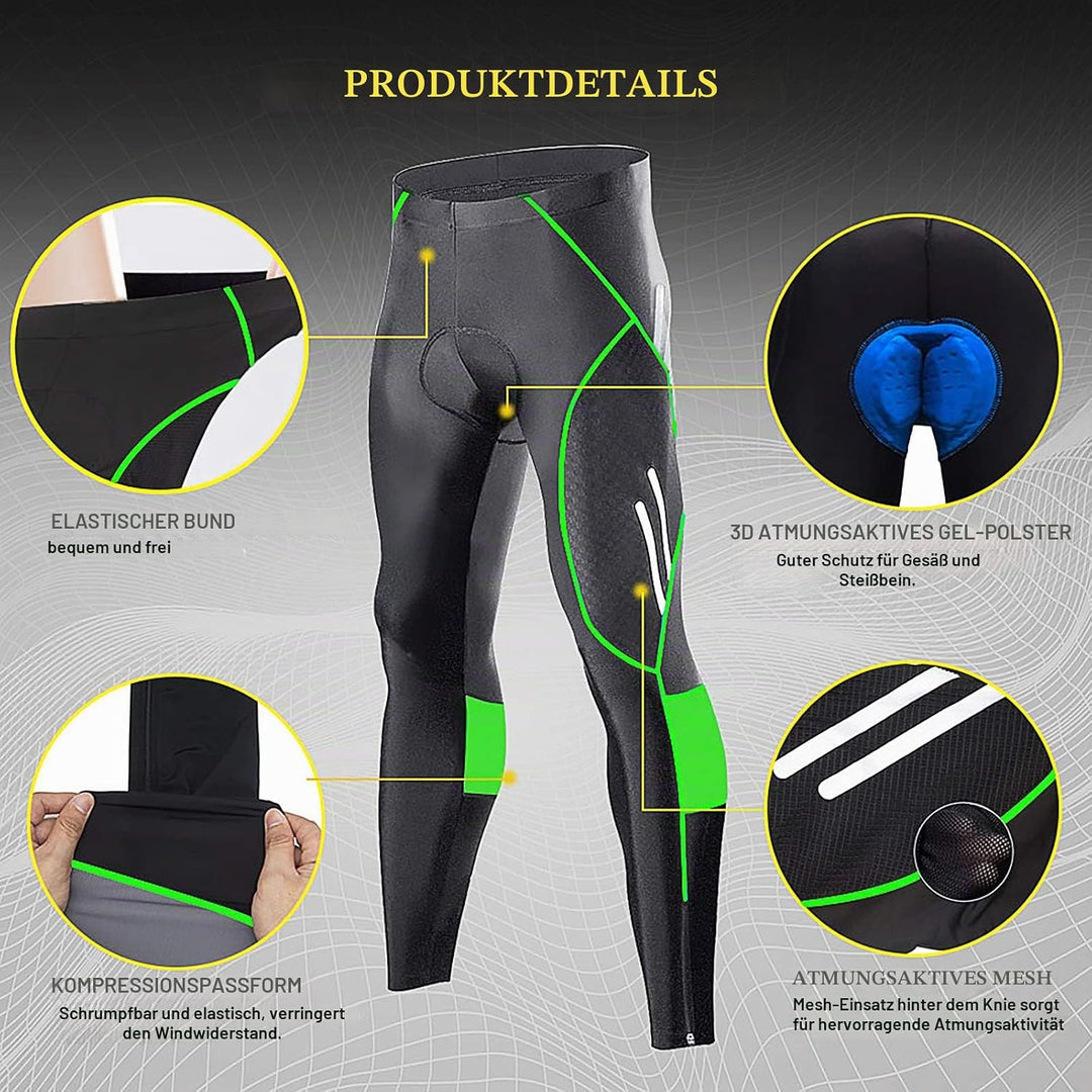 MEETWEE Herren Radlerhose Lange Fahrradhose, Kompression Radhose Leggings Radsport Hose für Männer E