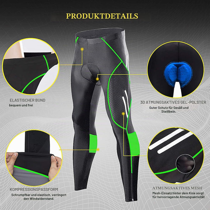 MEETWEE Herren Radlerhose Lange Fahrradhose, Kompression Radhose Leggings Radsport Hose für Männer E