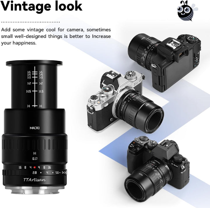 TTARTISAN 40mm F2.8 Makroobjektiv APS-C MF für Fuji X Mount Kameras X-A1 X-A10 X-M1 X-M2 X-H1 X-T1 X