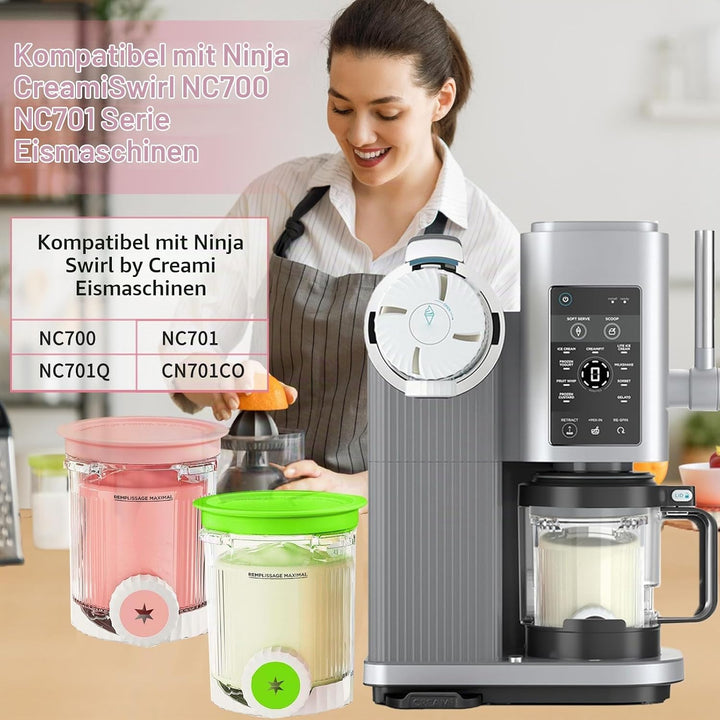 DAZZTIME Behälter für Ninja Creami Deluxe Pints,2 Stück Ersatz für Ninja Creami Deluxe Pints und Dec