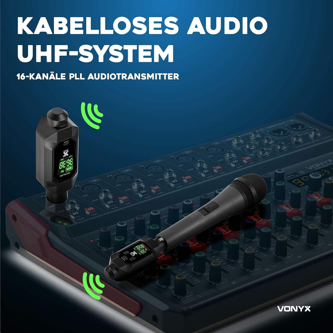 Power Dynamics WAT200 – XLR Funk Sender Empfänger für Mikrofon Kabellos, 70m Reichweite, Wireless Fu