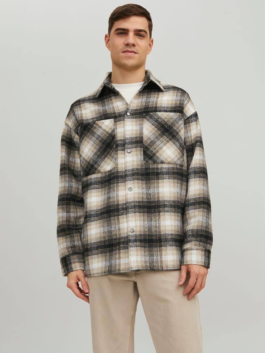 JACK & JONES Male Hemdjacke Normal geschnitten Hemdjacke S Chinchilla, S Chinchilla