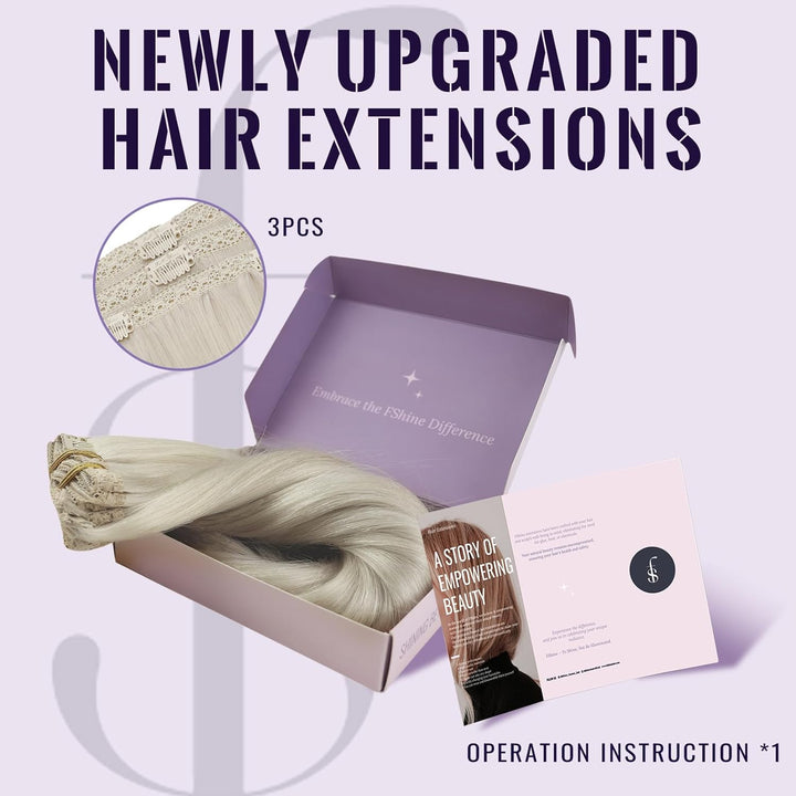 Fshine Invisible Clip in Extensions Echthaar Blond Hair Extensions Clip in Echthaar Weissblond 30cm