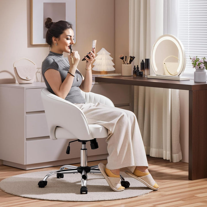 Yaheetech Bürostuhl aus Kunstleder, Ergonomischer Schreibtischstuhl mit Armlehnen, Drehstuhl mit Rol