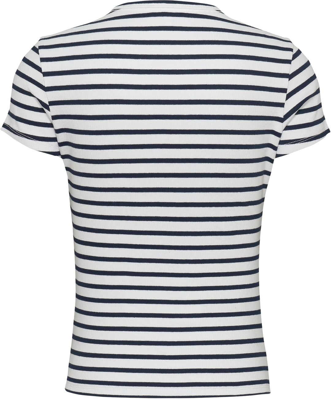 Tommy Jeans Damen T-Shirt Kurzarm Essential Rib Slim Fit XXS Blue (Dark Night Navy / Stripe), XXS Bl