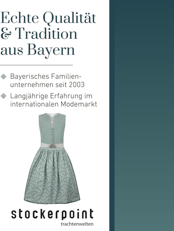 Stockerpoint Damen Dirndl Franka Kleid für besondere Anlässe 42 Salbei, 42 Salbei