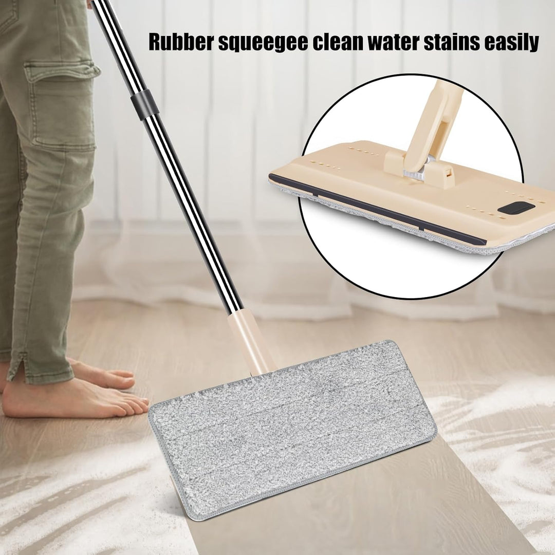 MASTERTOP Wischmopp Set und Putzeimer, Bodenwischer mit 6 Mikrofaser-Pads, Selbstreinigend Flach Mop