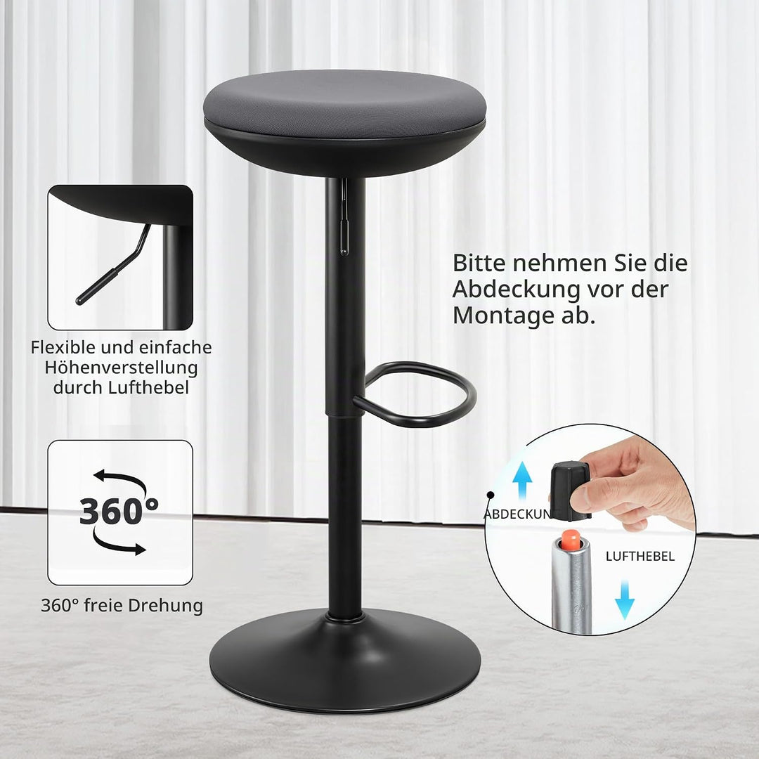 IWMH Ergonomischer Stehhocker, Bürohocker höhenverstellbar (Grau*2) | 360° drehbarer Arbeitshocker o