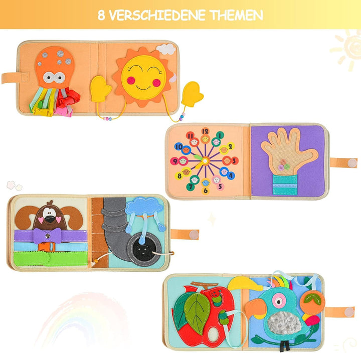 Quiet Book ab 1 Jahr | Stoffbuch für Babys | Filzbuch Montessori | Babybücher aus Weichem Stoff Früh