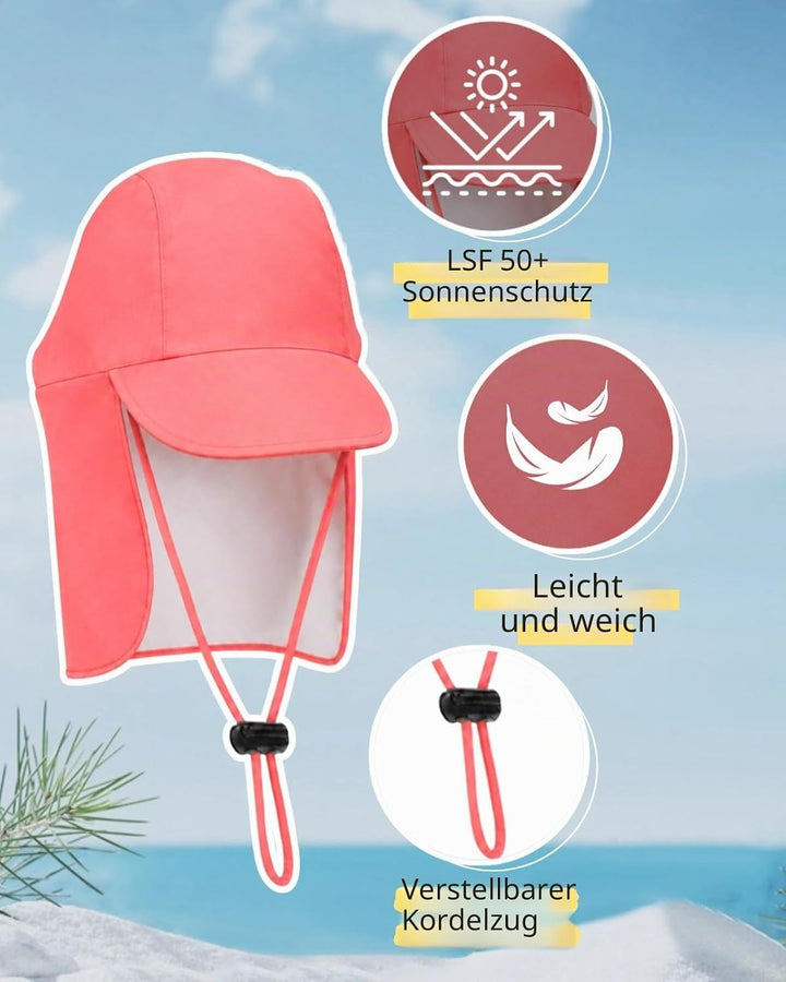 weVSwe Baby Mädchen Langarm Badeanzug UV-Schutz UPF 50+ Einteiler mit Kleinkind Sonnenhut Flap Cap 0
