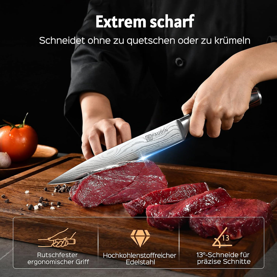 PAUDIN Fleischmesser Kochmesser, Klingenlänge 20 cm Küchenmesser Messer Chefmesser Allzweckmesser, U
