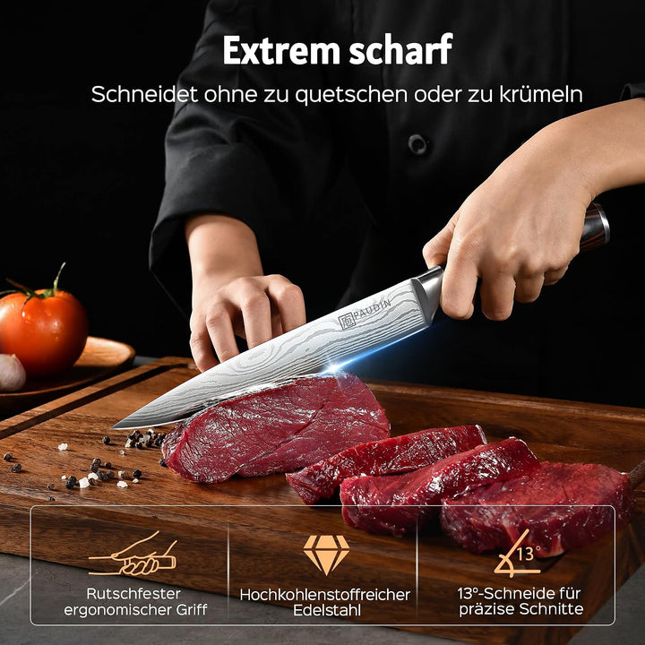 PAUDIN Fleischmesser Kochmesser, Klingenlänge 20 cm Küchenmesser Messer Chefmesser Allzweckmesser, U