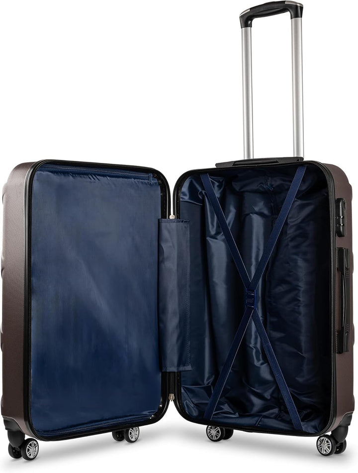 2er Hartschalen-Kofferset Braun (M+L) | Premium-Qualität ABS-Gepäcktrolley & Design-Muster | Origina