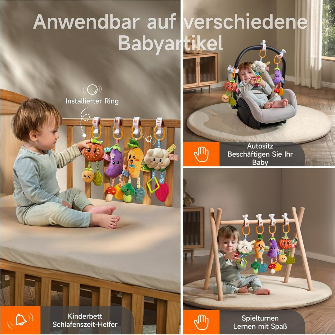 TUMAMA KIDS 4 - Pack Hängende Baby Rassel Spielzeug, Kinderwagen Spielzeug für 0 3 6 9 12 Monate Bab
