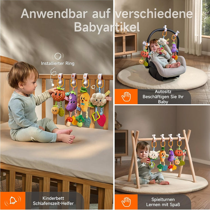TUMAMA KIDS 4 - Pack Hängende Baby Rassel Spielzeug, Kinderwagen Spielzeug für 0 3 6 9 12 Monate Bab