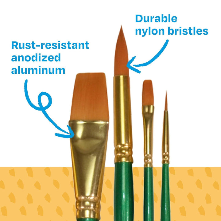 Saxophon optimale Golden Taklon kurzer Griff Pinsel – Verschiedene Grössen – Set aus 72 – Grün