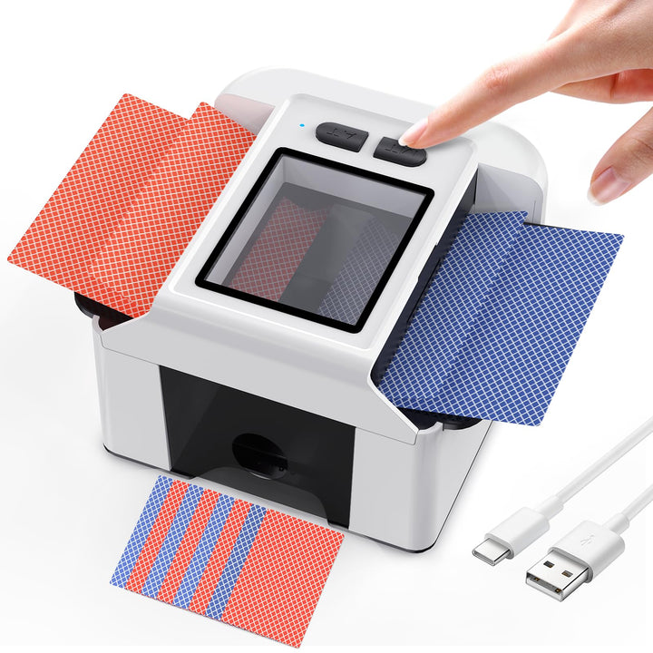 ShinePick Kartenmischmaschine Elektrische für 1-2 Decks, One-Press Auto & Manueller Wiederaufladbare