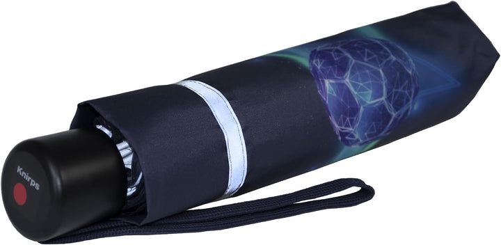 Knirps Kinder-Taschenschirm 4Kids Goal Reflective mit Reflexborte - Blue, Goal Blau, 90 cm Goal Blue