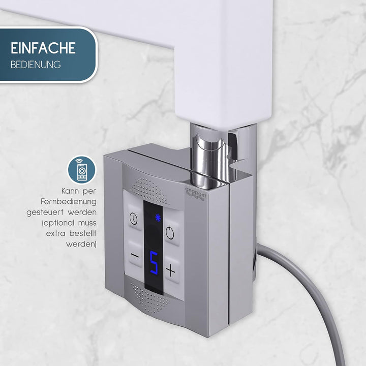 anapont elektrischer Badheizkörper - Chrom gebogen - Timer-Funktion - Handtuchheizkörper - Badheizun
