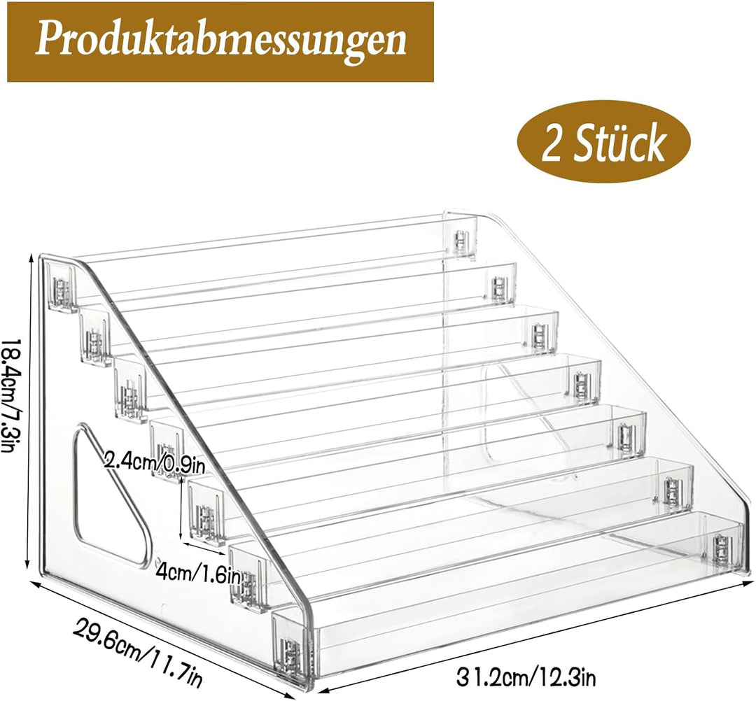 2 Stück 7 Schichten Nagellack Aufbewahrung, Acryl Nagellack Organizer Transparent Lippenstiftständer