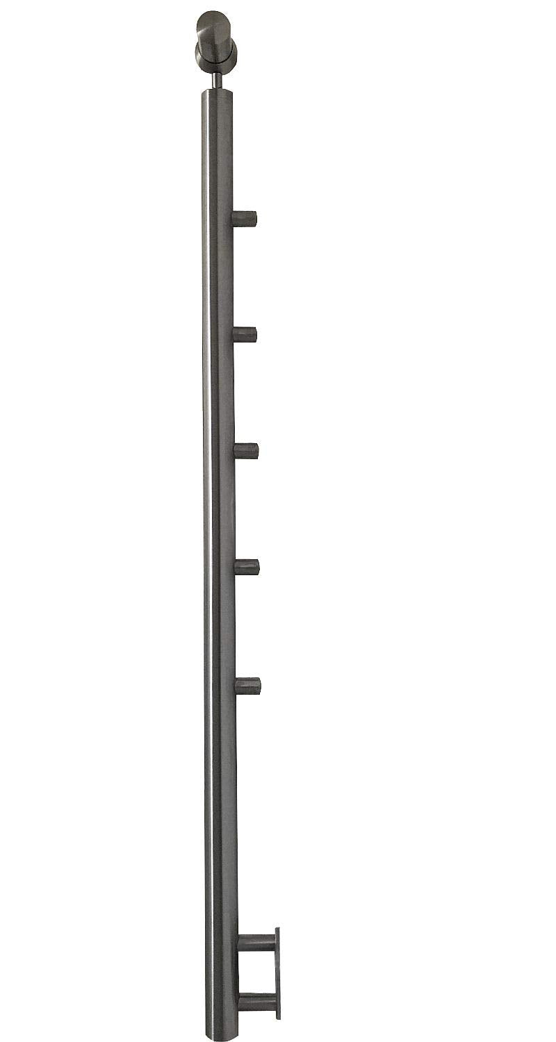TIBU Einzelner Edelstahl Geländer Handlaufpfosten für seitliche Montage 5 Streben Seitenabstand 70mm