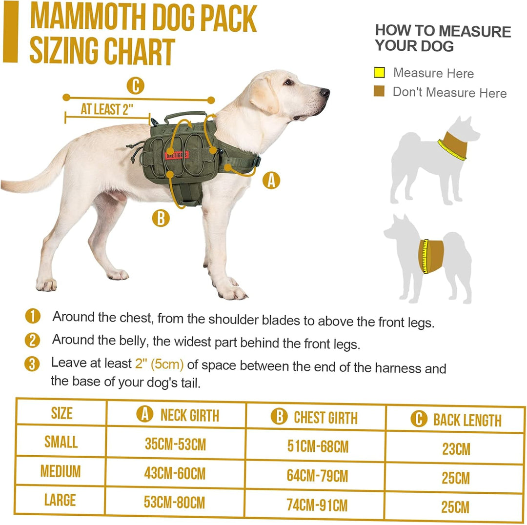 OneTigris Mammoth Hunderucksack 2.0 Version Reissen Camping Wandern Hundebackpack für M/L Grösse Hun