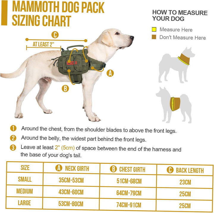 OneTigris Mammoth Hunderucksack 2.0 Version Reissen Camping Wandern Hundebackpack für M/L Grösse Hun