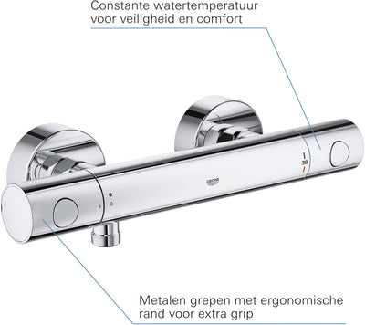 GROHE Precision Get - Thermostat- Brausebatterie (wassersparend, ergonomischer Metallgriff, Sicherhe