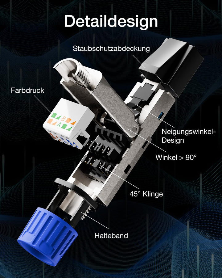 VCELINK RJ45 Stecker Werkzeuglos für Verlegekabel Cat8 Cat7 Netzwerkstecker Werkzeuglos Feldkonfekti