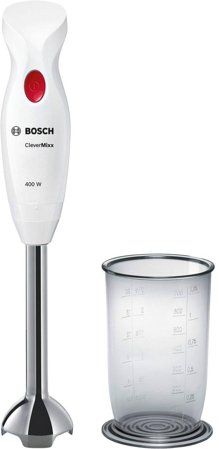 Bosch Stabmixer CleverMixx MSM24100, 400 W, Mixfuss Edelstahl, Mix-/Messbecher, 4 Klingen, weiss, MS