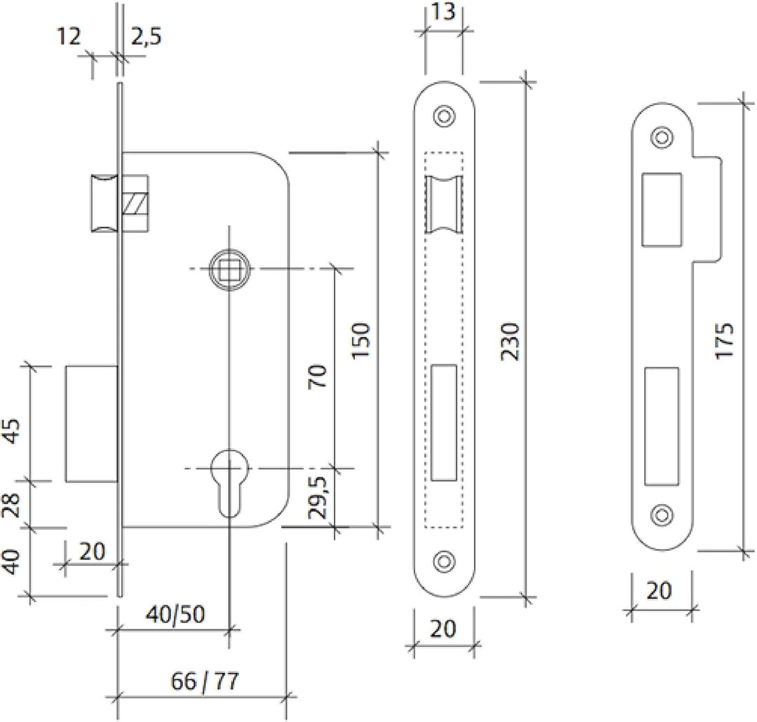 Tesa 130 – Schloss tiefgezogen quadratisch/A C8 50 mm Eisen Nickel Vernickelt Entrada 50mm 130/Quadr