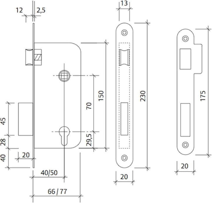 Tesa 130 – Schloss tiefgezogen quadratisch/A C8 50 mm Eisen Nickel Vernickelt Entrada 50mm 130/Quadr
